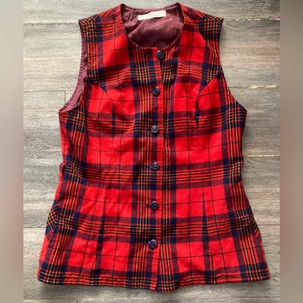 Pendleton Vintage Retro Red Plaid Vest